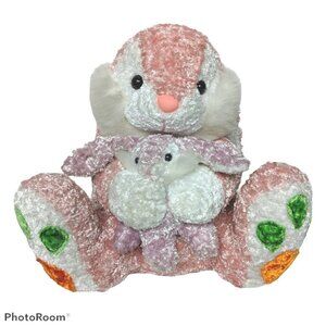 Easter Bunny Baby Pink White Plush 11.5 Inch